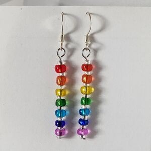 Handmade Rainbow Glass Beaded Earrings